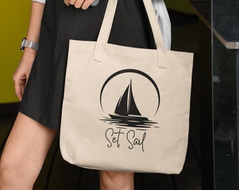 Set di borse a forma di barca a vela, borsa a forma di barca a vela in tela, borsa della spesa riutilizzabile, borsa della spesa a forma di barca a vela, regalo per il proprietario di una barca a vela, borsa da spiaggia per barca a vela