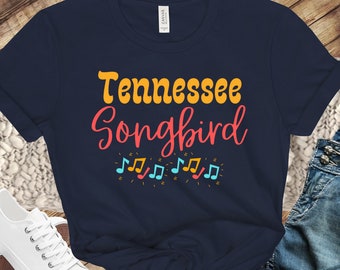 Tennessee Songbird Tee  Gift for Singer or Musician, Retro Tennessee Tee, Tennessee TShirt for Mom, Mothers day gift, Songwriter Gift