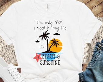 Funny Beach & Sunshine Tee, Sea Breeze Palm Tree Shirt