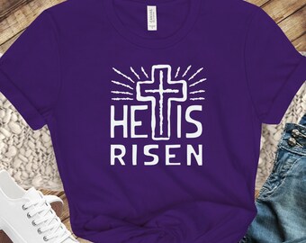 He's Alive Easter Tee Unisex Cross Tee for Easter Fun Cross Easter Tee Resurrection Sunday Shirt Easter Gift TShirt Gift for Pastor