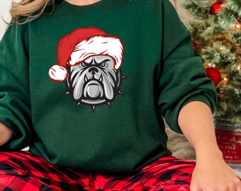 Felpa natalizia Georgia Bulldogs, maglietta Go Dawgs, Santa Dawg, regalo di Natale dell'Università della Georgia, cappello di Babbo Natale, felpe UGA Bulldogs