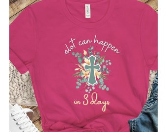 Maglietta con croce floreale pasquale: maglietta della domenica di Resurrezione