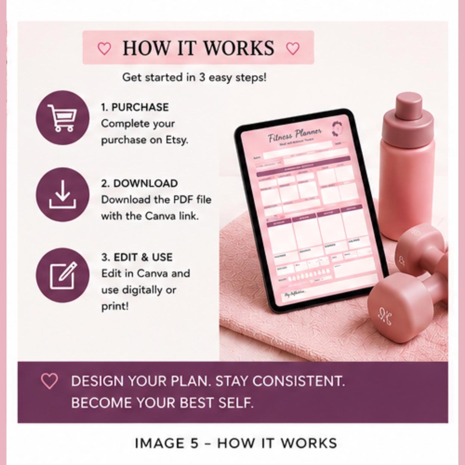 Fitness Planner Printable Editable Customizable Meal & Workout Tracker ...