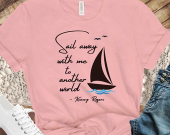 Maglietta con testo di Island in the Stream, maglietta di Kenny Rodgers e Dolly Parton, maglietta con barca a vela, maglietta con testo della canzone, maglietta dei Bee Gees, regalo di Dolly per la mamma