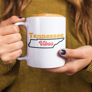 Retro Tennessee Coffee Mug Tennessee Vibes Mug 15 oz Ceramic Vols Cup Gift for Tennessee Fan Knoxville Nashville and Memphis Mug