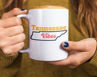 Tazza da caffè retrò Tennessee Tazza Tennessee Vibes Tazza in ceramica Vols da 15 once Regalo per fan del Tennessee Tazza Knoxville Nashville e Memphis