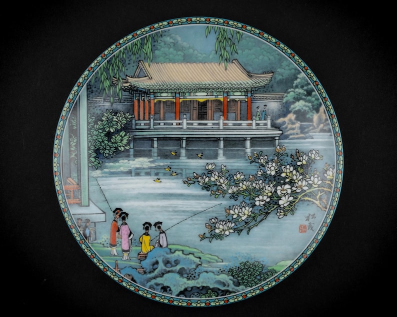 Kejserligt Jingdezhen porslin med 8 tallrikar bild 5