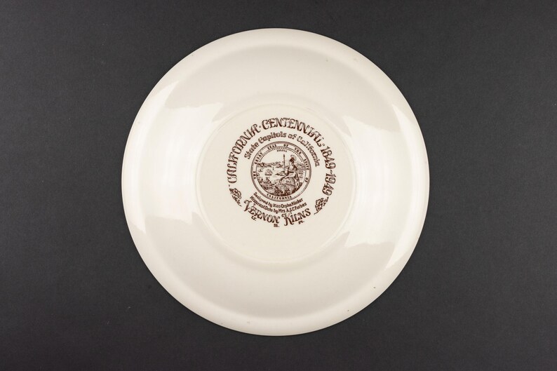 Antique Commemorative Capitals of California Plate by Vernon Kilns image 3