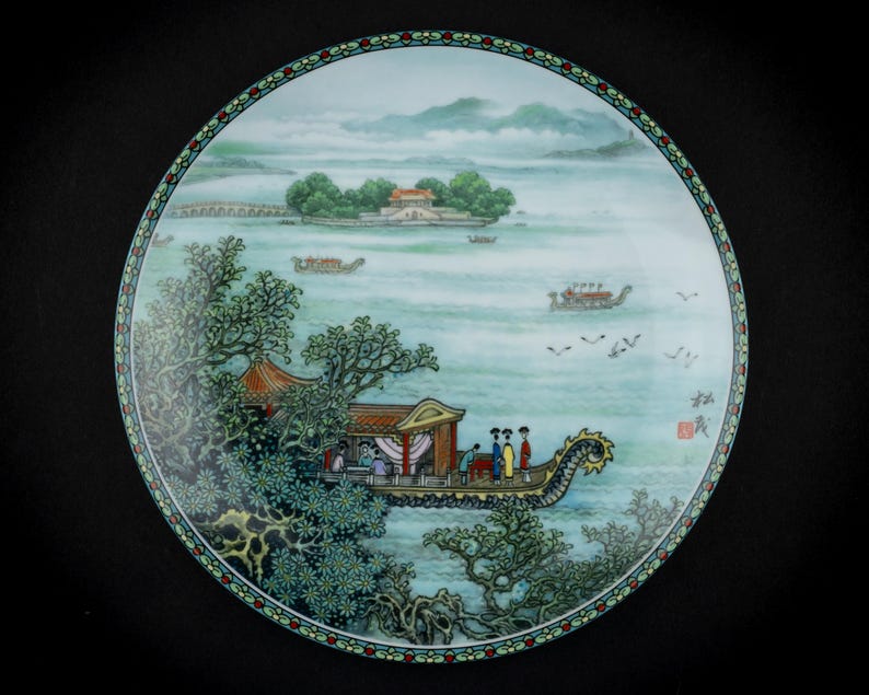 Kejserligt Jingdezhen porslin med 8 tallrikar bild 8