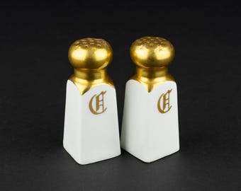 Vintage Jaeger and Co Bavaria Salt and Pepper Shakers - Monogrammed with 'C'