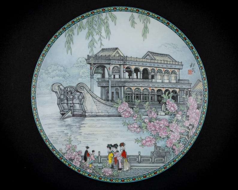 Kejserligt Jingdezhen porslin med 8 tallrikar bild 7