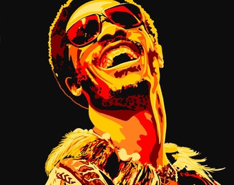 DIGITAL DOWNLOAD - Stevie Wonder Portrait - Award Winning Musician & Performer - Musical Prodigy - Printable Wall Art