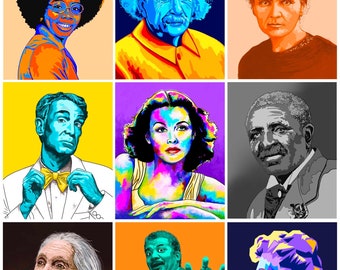 DIGITAL DOWNLOADS - Scientists & Inventors Art Picture - Educational Portraits - Men and Women Leading The Way in STEM