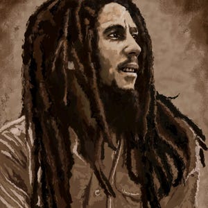 Bob Marley Portrait Print - Jamaican Singer Songwriter - Reggae Musician & Pioneer - FREE SHIPPING
