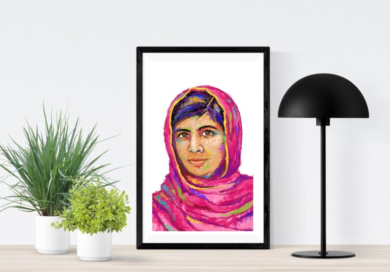 Malala Yousafzai Portrait Print Education for Women &amp; Girls Feminist ...