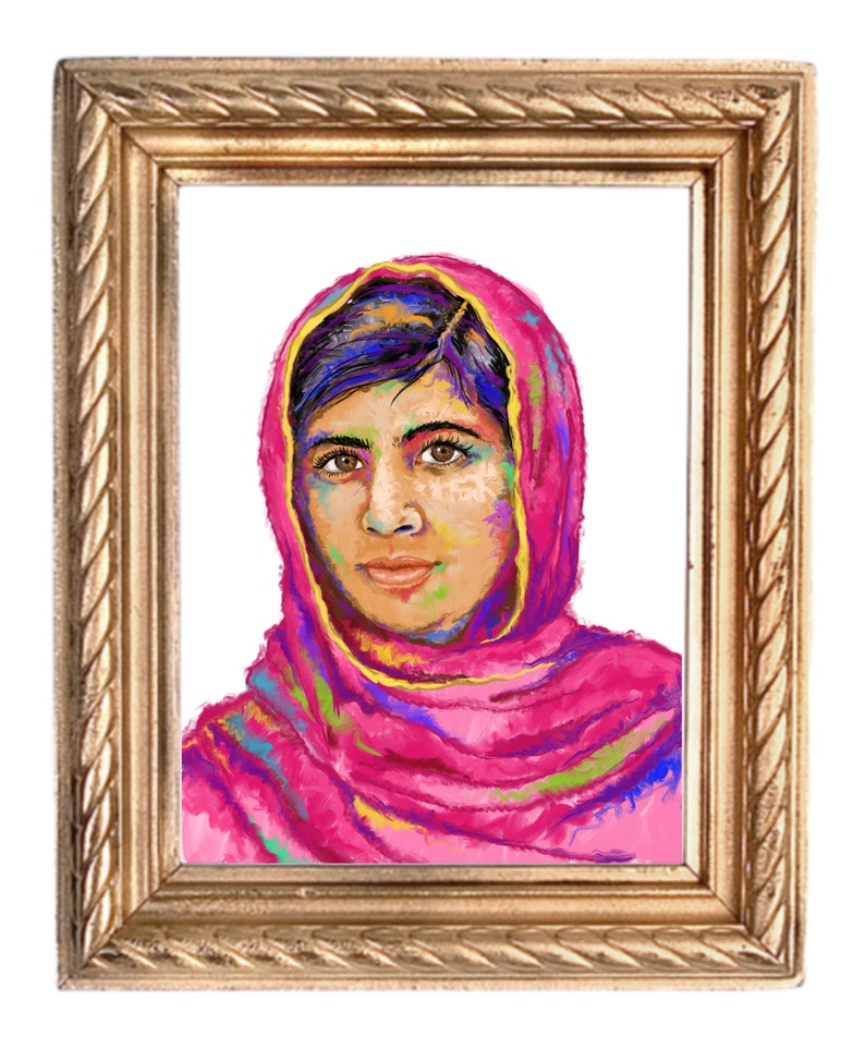 Malala Yousafzai Portrait Print Education for Women &amp; Girls Feminist ...