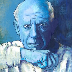 パブロ・ピカソ作「ドラ・マールの肖像」（1937年）、手描きの油絵複製