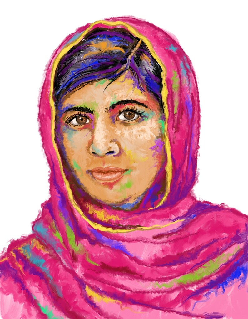 Malala Yousafzai Portrait Print Education for Women &amp; Girls Feminist ...