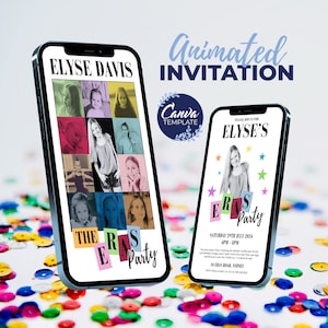 Eras Party Birthday Invitation Digital Eras Theme Party Animated Birthday Era Personalized Photos Invite Canva Template Evite Idea for Party