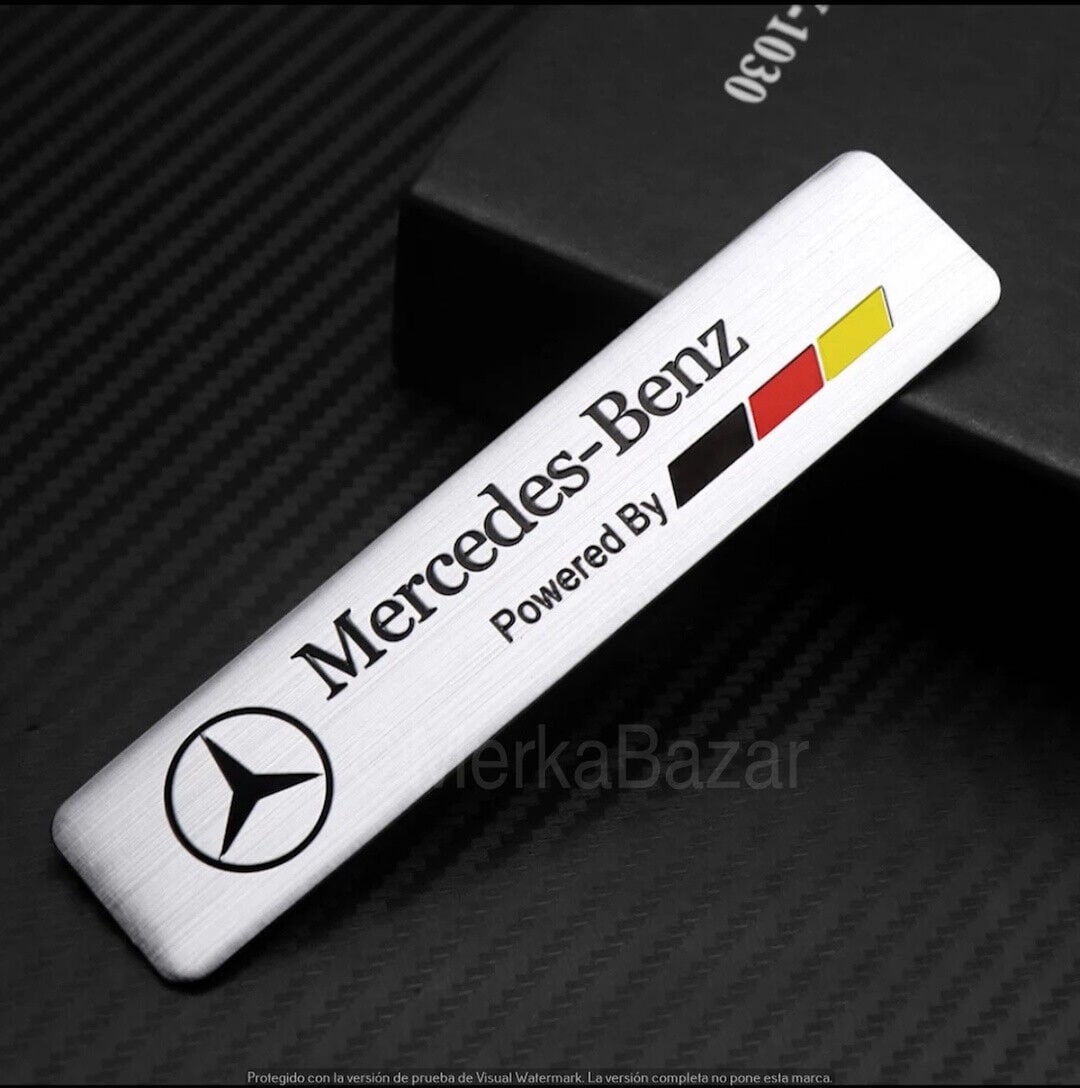 Emblem Logo Powered by Mercedes Benz Gray Silver Metal Etsy