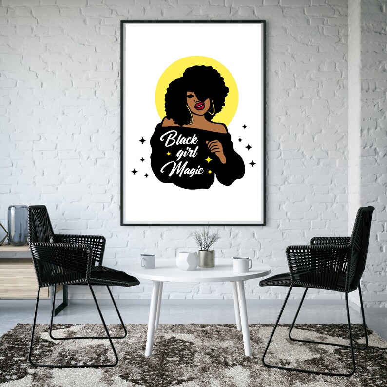Black Girl Magic Wall Art Black Woman Art Afrocentric Wall Etsy