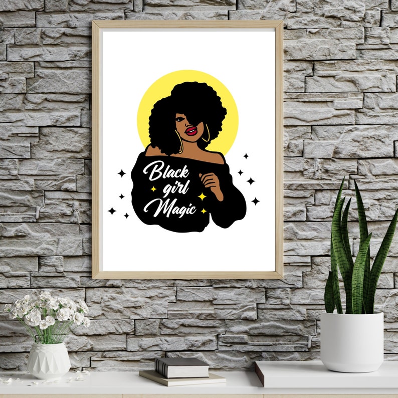 Black Girl Magic Wall Art Black Woman Art Afrocentric Wall Etsy
