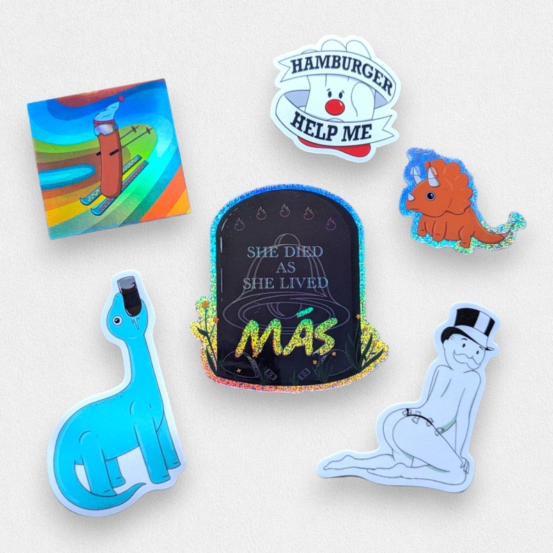 Fun and Weird Waterproof Sticker Collection Holographic Glizzies, Tipsy ...