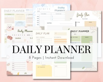 Planificador diario imprimible / Lista de tareas diarias / Horario diario / Planificador de día