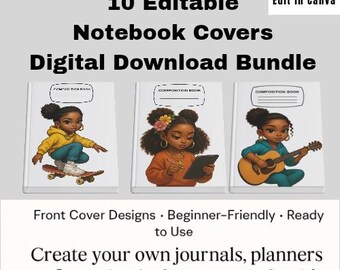 Canva Editable Notebook Cover Designs: Digital Download Bundle
