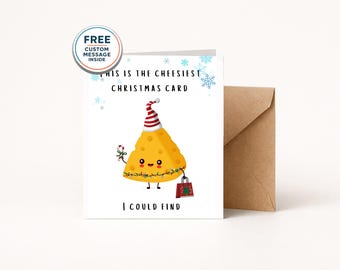 Tarjeta navideña divertida sobre queso: Tarjeta de felicitación con juego de palabras ingenioso