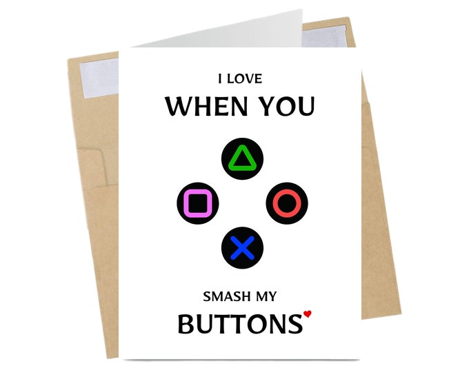 Cute Gamer Birthday Card - Level Up with 'Love When You Smash My Buttons' - Perfect Gaming Birthday Gift