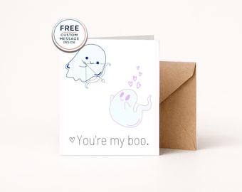 You're My Boo Ghost Love Greeting Card, Funny Halloween Valentine Anniversary