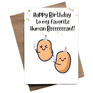 Digitale menschliche Bohne Geburtstagskarte, druckbare alles Gute zum Geburtstag menschliche Bohne für Mann, Frau, Freund