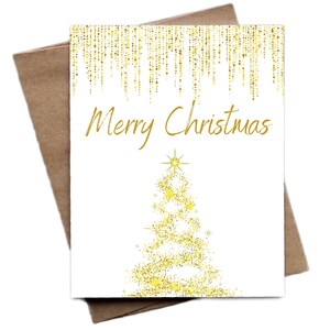 Cartão imprimível cartão de natal da árvore do ouro cartão decorativo especial do feriado, cartão digital bonito do feliz natal, para ela, esposa, família