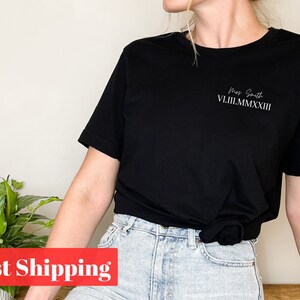 Custom Roman Numeral Shirt, Personalized Engagement Date Shirt, Bridal Shirt, Anniversary Gift, Shirt Gifts For Couples