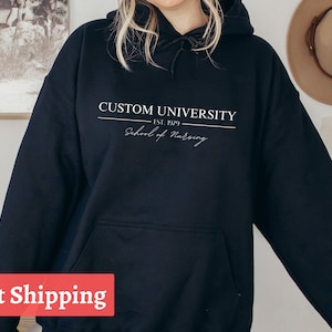 Benutzerdefinierter College Hoodie, personalisierter Schul Hoodie, College-Programm, Geschenk für bestanden, Abschluss Hoodie, Schul Hoodie