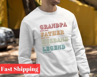 Personalized Grandpa Crewneck, Father's Day Dad Crewneck, Grandpa Reveal Sweatshirt, Gifts For Dads, Grandpa Father Husband Legend