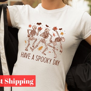 Have A Spooky Day Shirt, Funny Fall Skeleton T-Shirt, Fall Dancing Skeletons Tee, Fall Gifts, Gifts For Her, Fall Boogey Shirt