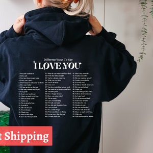 Różne sposoby na powiedzenie „kocham cię” bluza z kapturem, bluza z kapturem „kocham cię”, pozytywna bluza z kapturem, świadomość zdrowia psychicznego, estetyczna bluza z kapturem