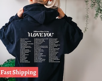 Verschiedene Möglichkeiten zu sagen, ich liebe dich Hoodie, ich liebe dich Hoodie, Positivität Hoodie, Bewusstsein für psychische Gesundheit, ästhetischer Hoodie