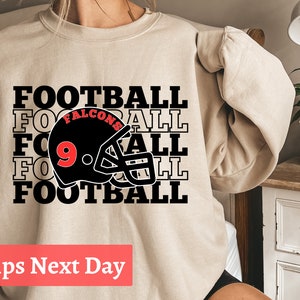 Custom Football Sweatshirt, Personalized Football Mom Crewneck, Football Fan Crewneck, Football Number Sweatshirt, Custom Football Team