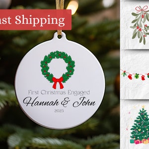 First Christmas Engaged Ornament, Custom Names Christmas Ornament, New Family Christmas Ornament, Personalized Family Ornament