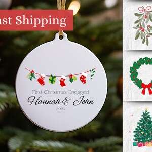 First Christmas Engaged Ornament, Custom Names Christmas Ornament, New Family Christmas Ornament, Personalized Family Ornament