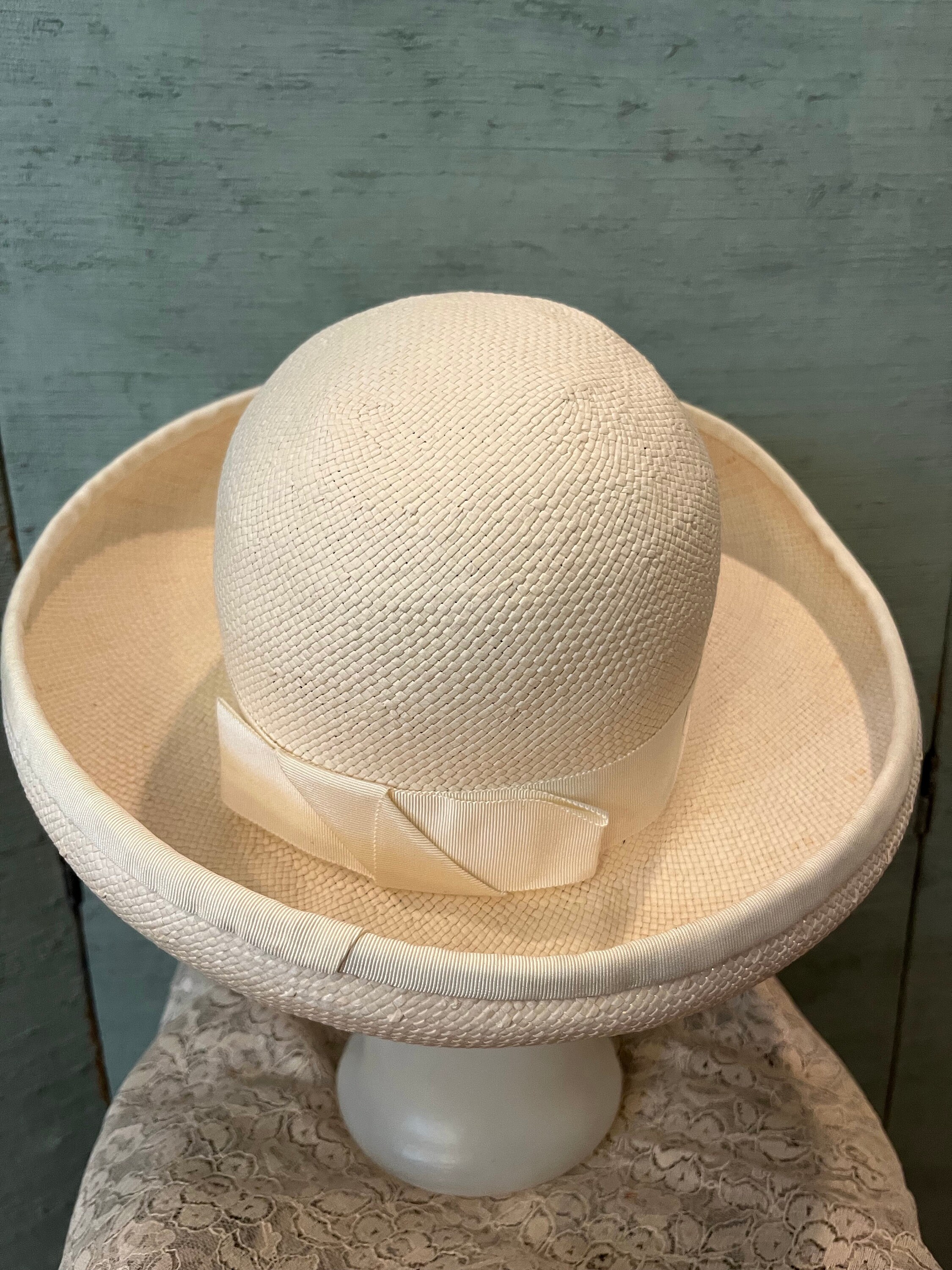 1980 Turn Back Brim, Off-white Straw Hat - Etsy India display picture 2