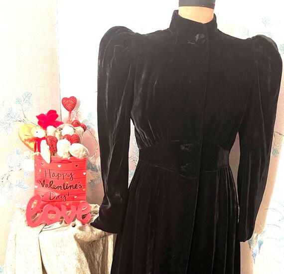 1930 Original,vintage black velvet, full length e… - image 1