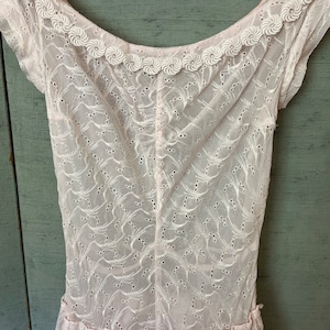 30’s Tea dress with original slip. Pink cotton eyelet over pink taffeta slip