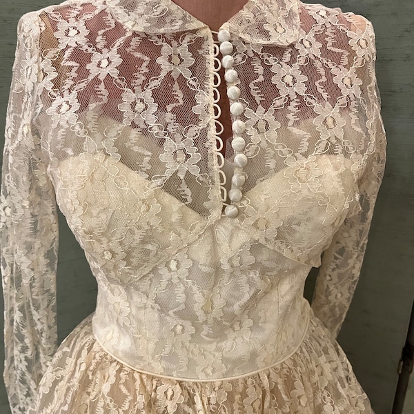 1950 Net/Lace wedding or prom dress with bolero jacket