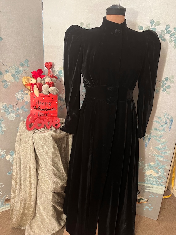 1930 Original,vintage black velvet, full length e… - image 1