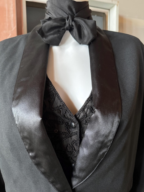 Tux Lady, black tux with crop Jacket and sequined… - image 1