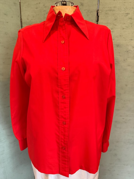 60’s Lady Manhattan red polyester blouse